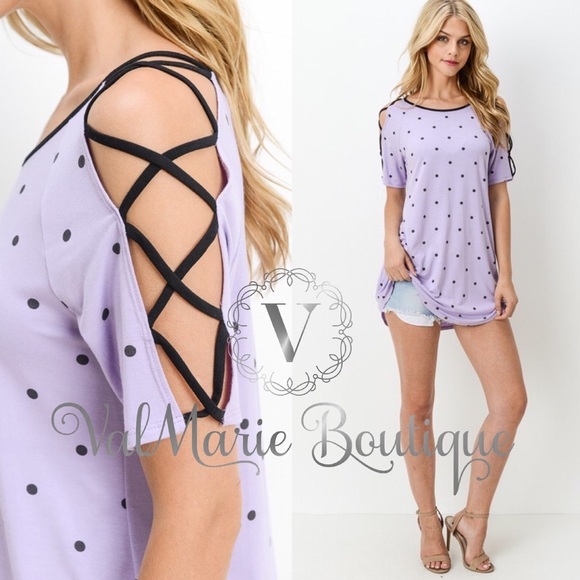 LAST 1! Lavender polka dot top - Picture 2 of 3